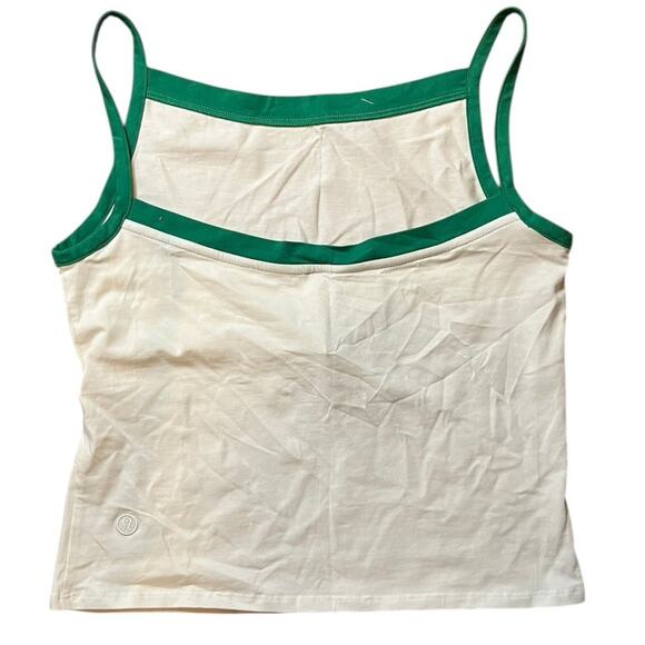Lululemon Organic Cotton High neck ringer tank size M White/Green - Picture 3 of 4